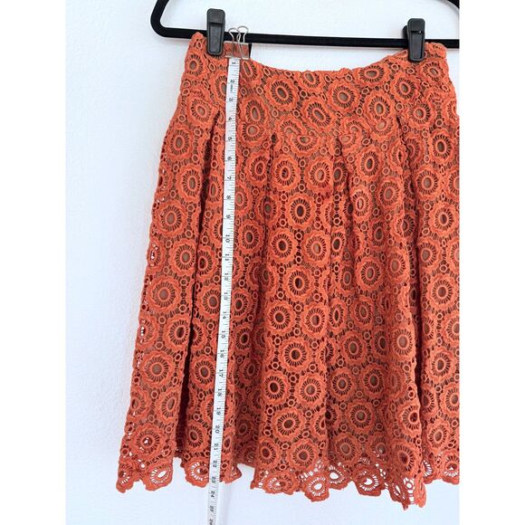 Anthropologie Moulinette Soeurs Tuberose Lace Semi-Sheer Skirt in Orange Size 4P - Picture 8 of 9